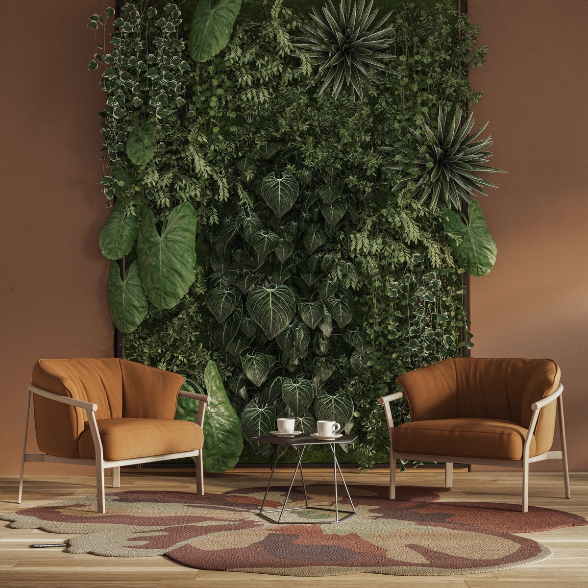 Vertical Green Wall in modern living room interior design